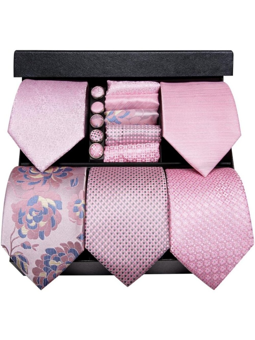 5-Piece Men's Tie Set with Pocket Square & Cufflinks - Silk Necktie Collection